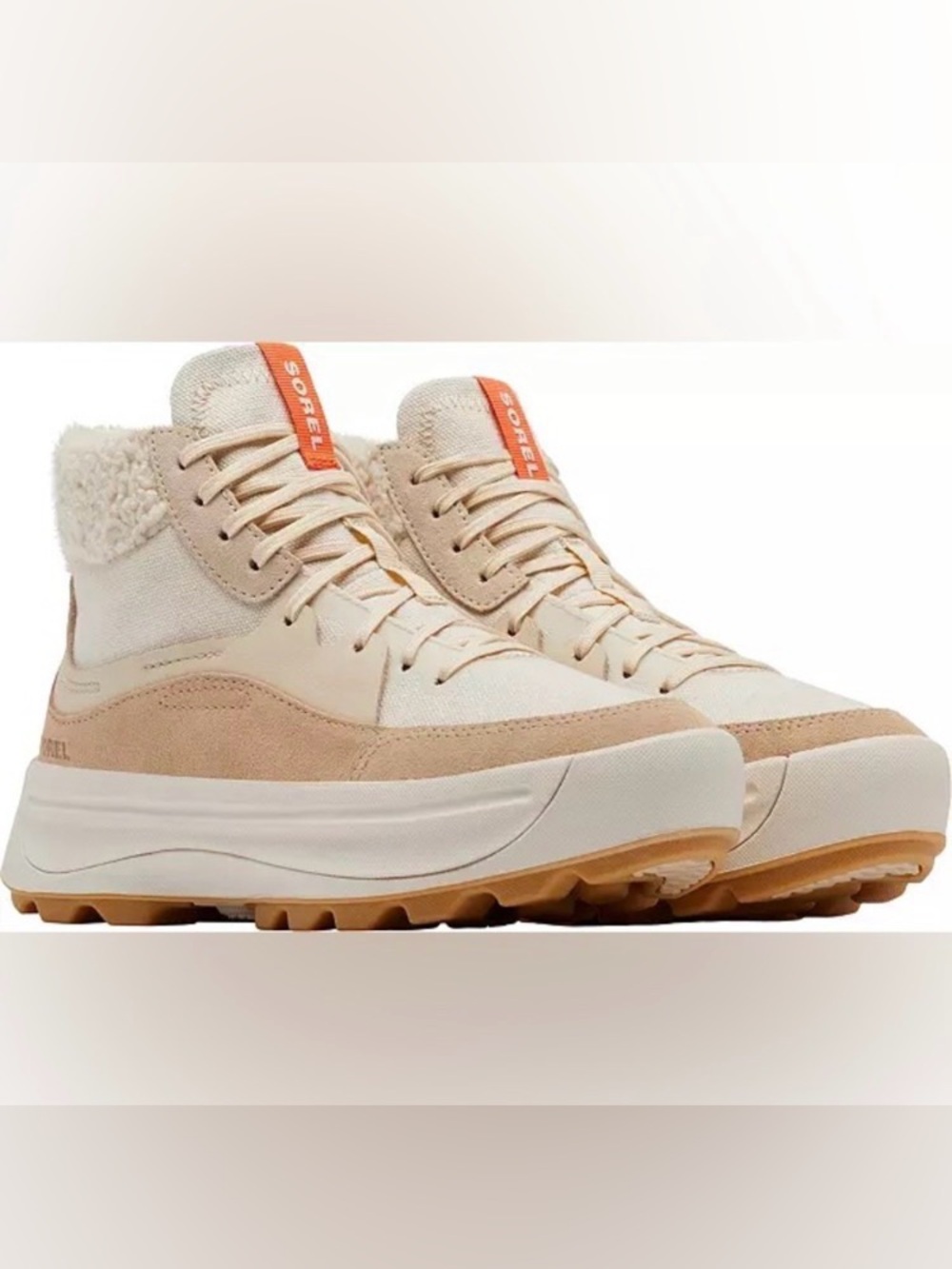 SOREL OUT N ABOUT ONA 503 MID COZY SNEAKERS WEATHER BOOTS CREAM WOMENS SZ 7 GUC